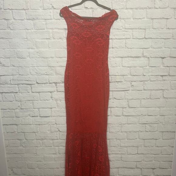 None and/or Unknown Dresses & Skirts - Red Lace Mermaid Style Bodycon Cocktail Evening Dress